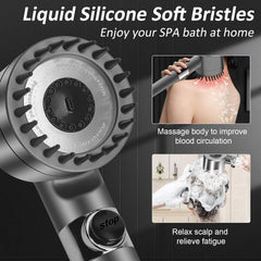 High Pressure Shower Heads with Scalp Massager Shampoo Brush for Skin
